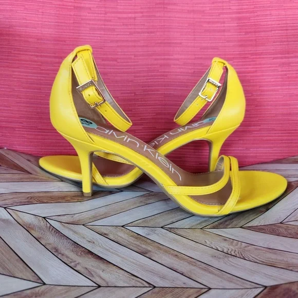 Calvin Klein Yellow Heels with Sleek Straps - Picture 2 of 7